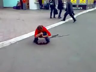 Drunk Russian lady Peeing In Streets