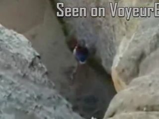 Marvellous tenåring par fanget knulling på den strand av en peeper