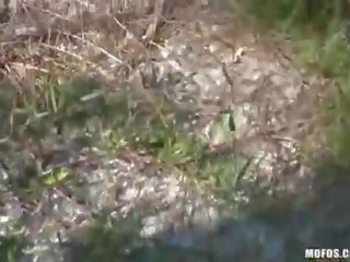 Lucky adolescent fucks beautiful schoolgirl in the woods