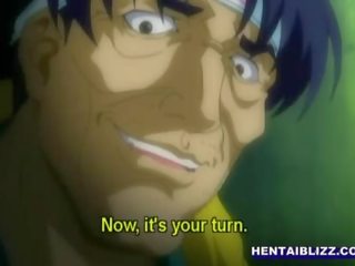 Hentai coed watching her young man gets assfucked by pervert youth