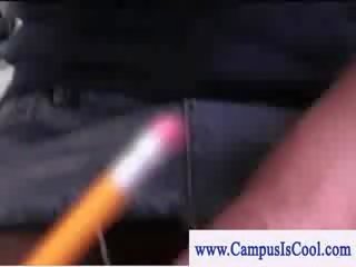 Blonde college diva blowing black member in her dorm
