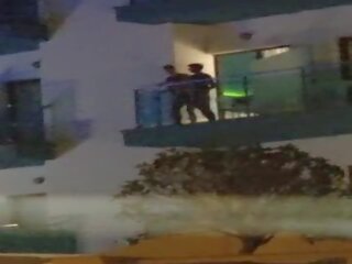 Lads caught fucking on the balcony